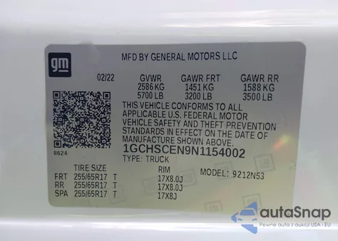 2022 Chevrolet Colorado 2Wd Long Box Lt из США, поврежденный, VIN 1GCHSCEN9N1154002